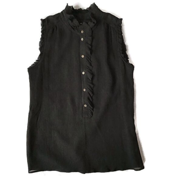J Crew Natasha Silk Ruffle Sleeveless Blouse - Picture 1 of 8
